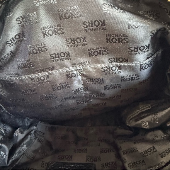 Michael Kors Black Pebbled Leather Tote Satchel Shoulder Bag Gold Hardware - Picture 7 of 11